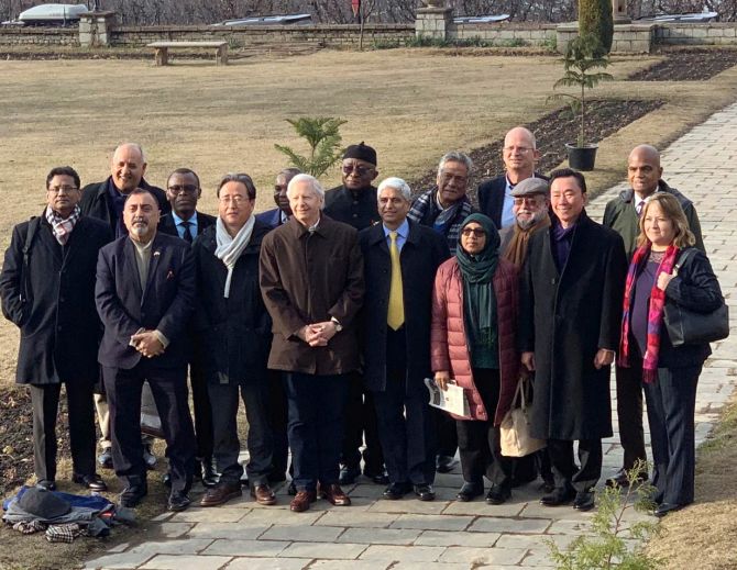 15 Foreign envoy poses for a photograph on the banks of Dal Lake during their visit to Srinagar